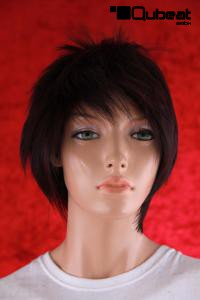 Beautiful, reddish-brown wig with fashionable section