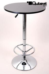 Bistro Table Black, Footrest, Round Wooden Board, Height-Adjustable-