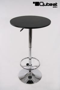 Bistro Table Black Round Wooden Board PVC-coated height-adjustable Footrest-