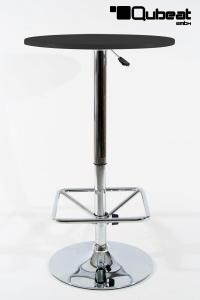 Bistro Table Black Round Wooden Board PVC-coated height-adjustable Footrest-