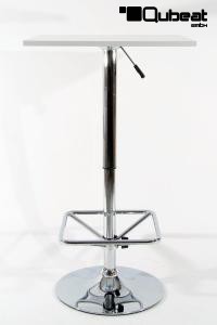 Bistro Table White, Footrest, Square Wooden Board, Height-Adjustable-