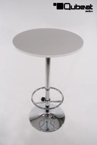 Bistro Table White Round Wooden Board Footrest- "Konstanz"