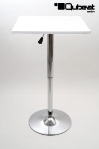 Bistro Table White, Square Wooden Board, Height-Adjustable-"Dsseldorf"
