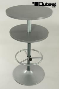 Bistro Tisch silber, 2 Ebenen, h�henverstellbar mit Fu�st�tze- "M�nster" B-WARE