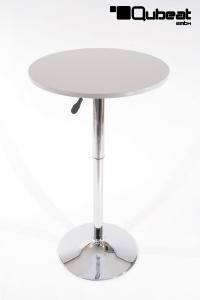 Bistro-Table White, Round Glass Board, PVC-coated, height-adjustable-