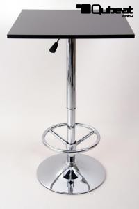 Bistro-Tisch, schwarz, Fusttze, quadratische Holzplatte, hhenverstellbar 84 - 104 cm - "Stuttgart"