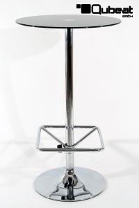Bistro-Tisch schwarz, Glasplatte rund, Fusttze quadratisch 102 cm - "Berlin"
