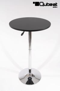 Bistro-Tisch schwarz, Holzplatte rund, beschichtet, hhenverstellbar, 82 - 107 cm - "Hamburg"