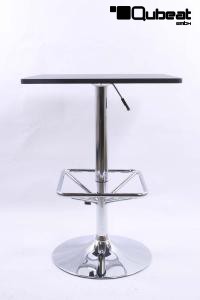 Bistro-Tisch, schwarz, quadratische Fusttze, quadratische Holzplatte, hhenverstellbar 84 - 104 cm - "Stuttgart"