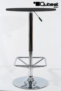 Bistro-Tisch, schwarz, quadratische Fusttze, runde Holzplatte, hhenverstellbar 84 - 104 cm - "Stuttgart"