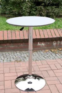 Bistro-Tisch silber, hhenverstellbar, Kunstleder-