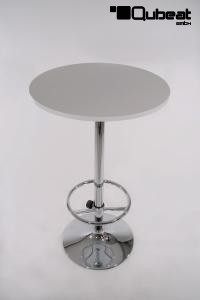 Bistro-Tisch silber, Holzplatte rund, Fusttze 102 cm - "Mnchen"