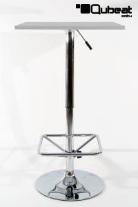 Bistro-Tisch, silber, quadratische Fusttze, quadratische Holzplatte, hhenverstellbar 84 - 104 cm - "Stuttgart"