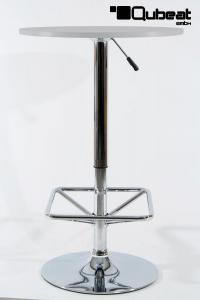 Bistro-Tisch, silber, quadratische Fusttze, runde Holzplatte, hhenverstellbar 84 - 104 cm - "Stuttgart"