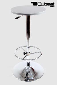 Bistro-Tisch silber/grau, Holzplatte rund, h�henverstellbar, 20kg- "Leipzig"  B-Ware