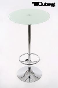 Bistro-Tisch wei�, Glasplatte rund, Fu�st�tze 102 cm - "Berlin"