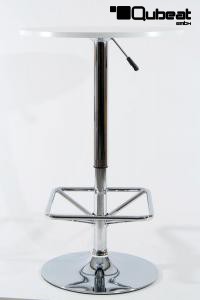 Bistro-Tisch, wei, quadratische Fusttze, runde Holzplatte, hhenverstellbar 84 - 104 cm - "Stuttgart"