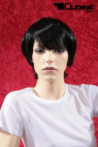 Black artificial hair wig short