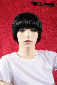 Black short artificial hair wig