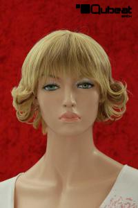 blond curly short hair wig with brown highlights