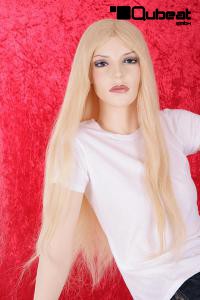Blonde Percke Echthaar lang Frauenpercke echtes Haar 61 cm indisches Echthaar