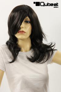 Braune, lange Frauenpercke mit anmutigem Seitenscheitel