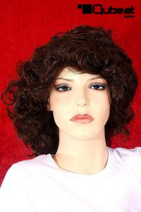 Braune Mittellanghaarpercke mit groen Locken fr Damen