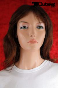 Brown wig with middle parting