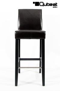 B-Ware Edler Holzbarhocker braun Holzgestell Schwarz Barhocker Holz mit Lehne "Michael"