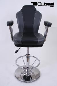 Casino stool, black grey, gas spring auto-return "Atlantic City"