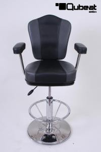 Casinostool, gambling machine stool, black grey, height adjustable auto-return gas spring &#8222;Las Vegas&#8220;