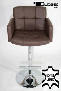 Design Barhocker braun ECHT LEDER hhenverstellbar gepolstert 15 Kg, Fu &#8960; 50 cm - Leonardo