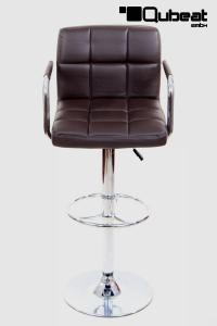 Design Barhocker braun hhenverstellbar mit gepolsterter Rckenlehne und abnehmbarer Armlehne -