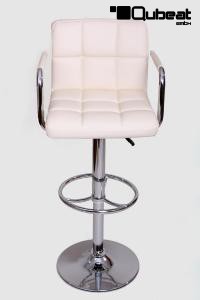 Design Barhocker B-WARE creme hhenverstellbar mit gepolsterter Rckenlehne und abnehmbarer Armlehne - "Theo round"