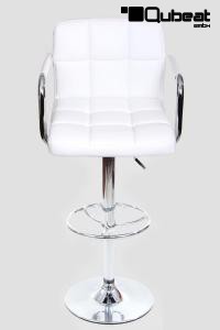 Design Barhocker B-WARE wei hhenverstellbar mit gepolsterter Rckenlehne und abnehmbarer Armlehne - "Theo round"