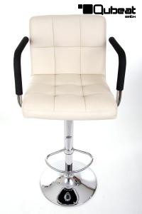 Design Barhocker creme hhenverstellbar mit gepolsterter Rckenlehne und abnehmbarer Armlehne &#8211; "Theo"