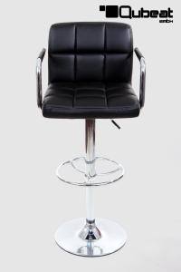 Design Barhocker in schwarz hhenverstellbar mit gepolsterter Rckenlehne und abnehmbarer Armlehne -
