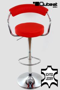 Design Barhocker rot ECHT LEDER in der Hhe verstellbar mit Lehne -