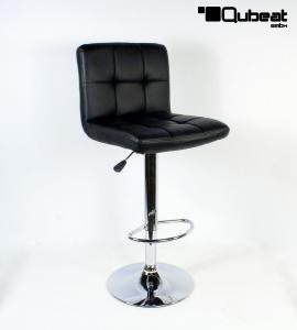 Design Barhocker schwarz hhenverstellbar mit gepolsterter Rckenlehne - "Theo"
