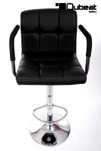 Design Barhocker schwarz hhenverstellbar mit gepolsterter Rckenlehne und abnehmbarer Armlehne &#8211;"Theo"