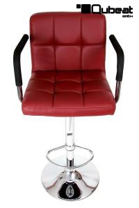 Design Barhocker weinrot hhenverstellbar mit gepolsterter Rckenlehne und abnehmbarer Armlehne -