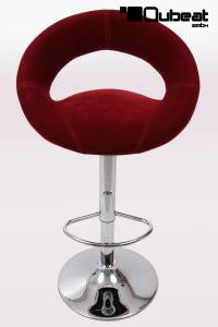 Design Barhocker weinrot plush Stoffbezug hhenverstellbar mittels Gasdruckfeder -