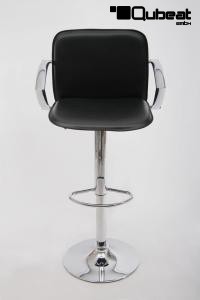 Design Barstool black height adjustable with padded backrest and chrome plated armrest - "Barbara"