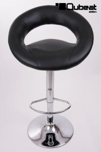 Designer Barstool black padded height adjustable by gas lift action - "Clemens"
