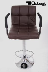 Designer Barstool  brown GENUINE LEATHER height adjustable with padded backrest and removable armrest -