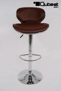 Designer Barstool brown padded height adjustable by gas lift action - "Tom"