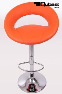 Designer Barstool orange padded height adjustable by gas lift action - "Clemens"