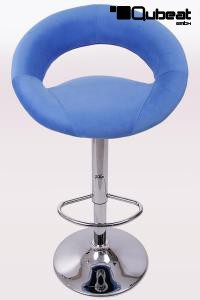 Designer Barstool plush blue padded height adjustable by gas lift action - "Clemens"