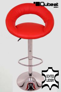 Designer Barstool red REAL LEATHER height adjustable by gas lift action -