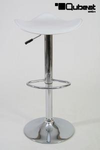 Designer Barstool white height adjustable, ergonomically shaped seat - "Simon"